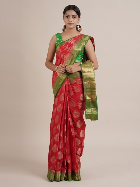 

Pothys Red & Gold Jute Silk Woven Design Saree
