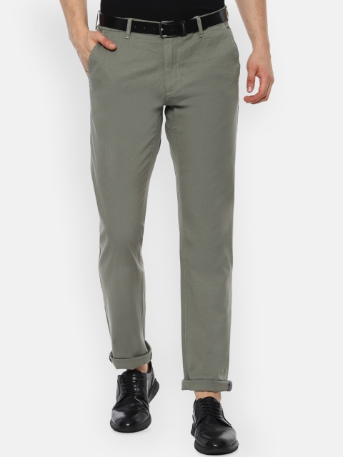 

Van Heusen Sport Men Olive Green Regular Fit Self Design Regular Trousers