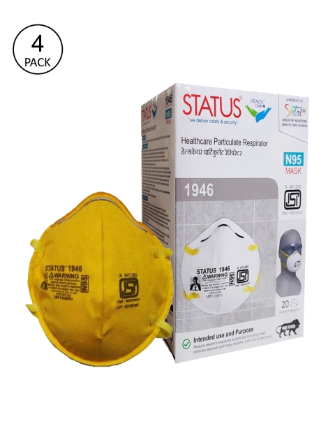 Status Unisex Pack Of 4 Mustard Yellow 5-Ply Reusable Protective Outdoor Masks