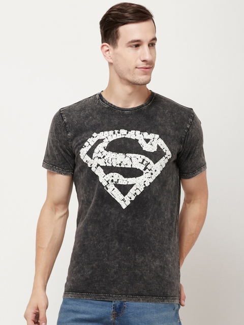 Free Authority Men Grey & White Superman Printed T-shirt