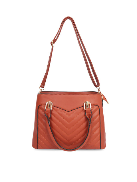 

Ratans Tan Brown Quilted Handheld Bag