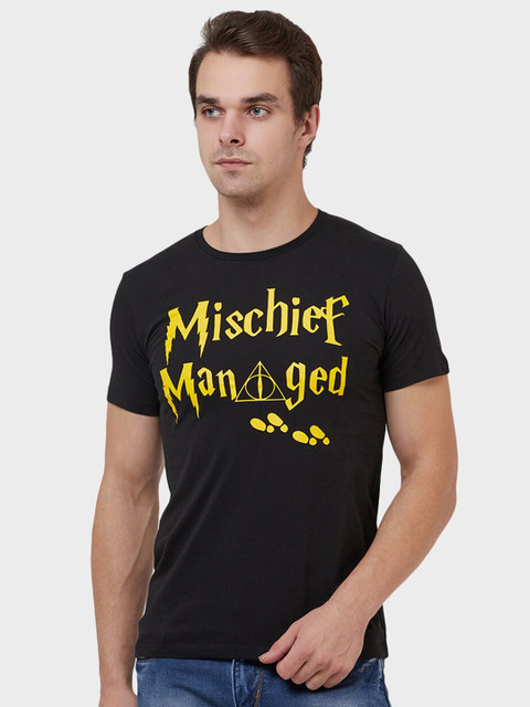 

Free Authority Men Black Printed Round Neck T-shirt