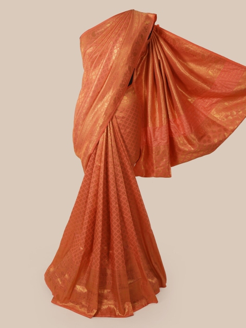 

Pothys Rust Solid Banarasi Saree
