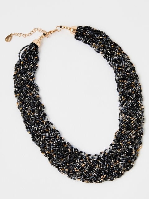 

Accessorize Women Black Crystal necklace, Gold
