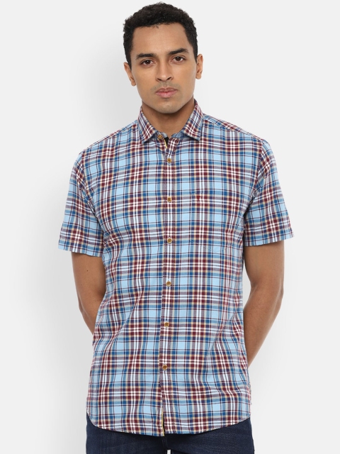 

Van Heusen Sport Men Blue & Maroon Slim Fit Checked Casual Shirt