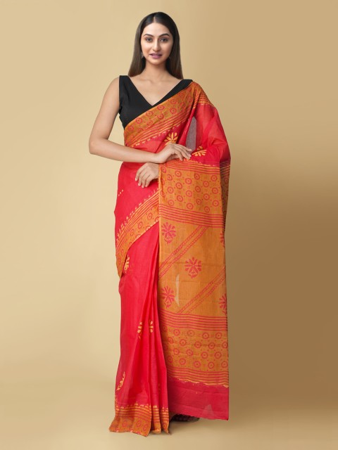 

Unnati Silks Red Embroidered Kota Saree