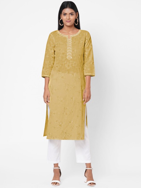 

Os Women Yellow Ethnic Motifs Printed Kurta