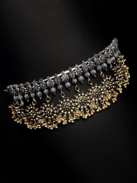 

NEUDIS Silver-Toned & Gold-Toned Alloy Rhodium-Plated Oxidised Necklace