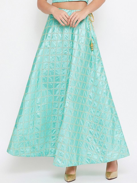 

TULIP 21 Women Sea Green & Golden Embellished Maxi-Length Skirt
