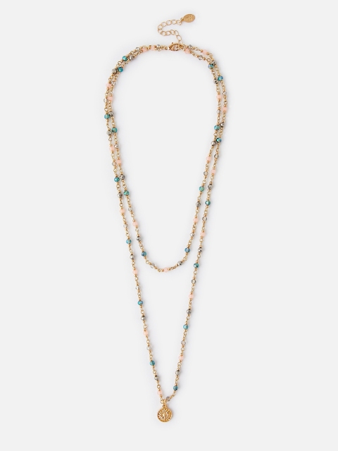 

Accessorize Gold-Plated & Green Metal Layered Facet Coin Rope Necklace