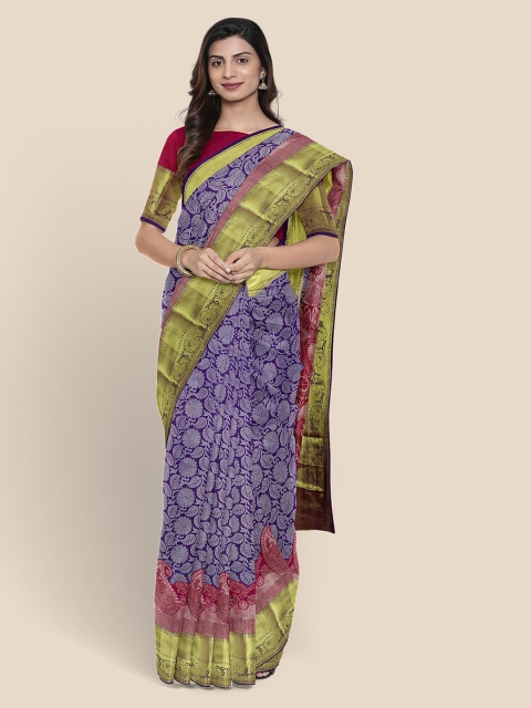 

Kalamandir Purple Printed Kanjeevaram Saree