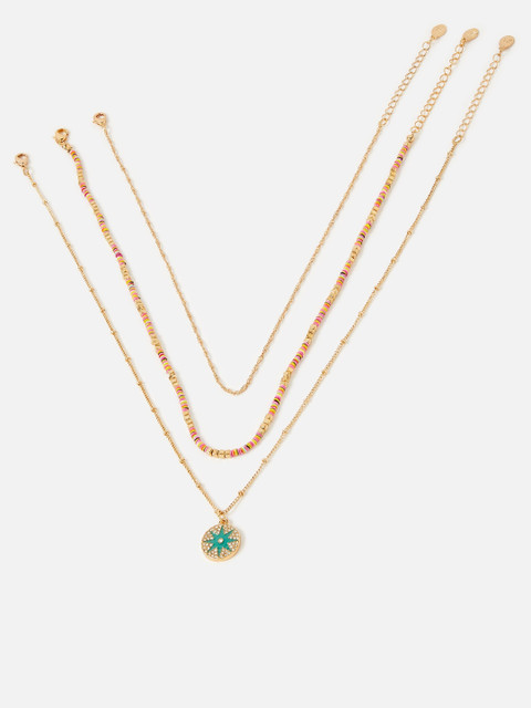 

Accessorize Gold-Plated & Pink Metal Layered Minimal Necklace