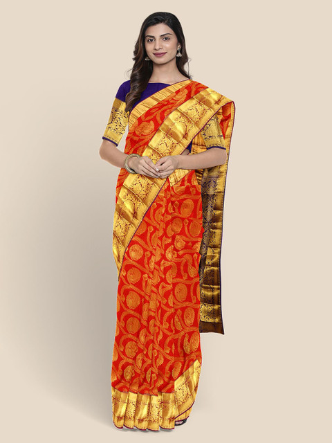 

KLM Fashion Mall Red Woven Design Kanjeevaram Saree
