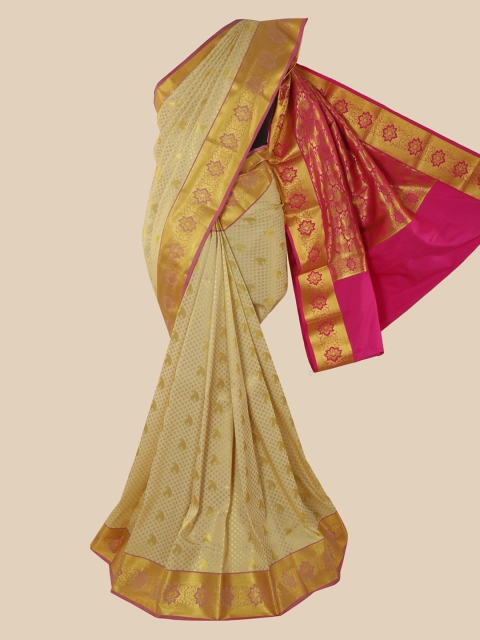 

Pothys Cream-Coloured Ethnic Motifs Zari Pure Silk Saree