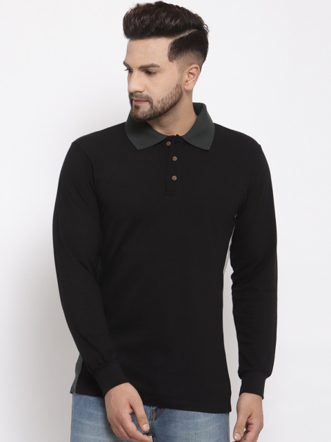 

Kalt Men Black Solid Polo Collar T-shirt