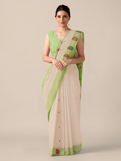 

Taneira Beige & Green Pure Cotton Saree