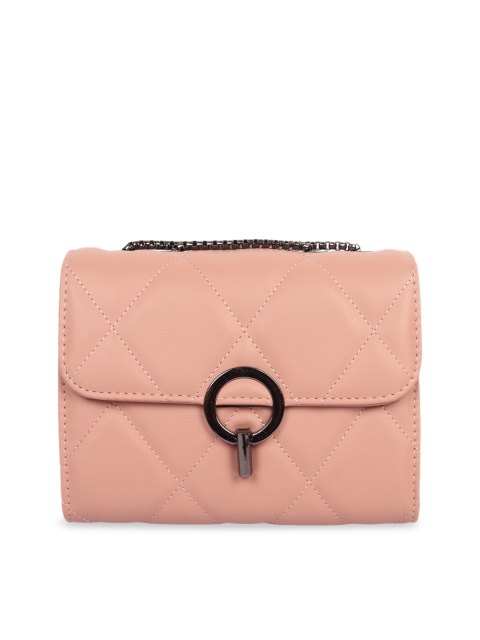 

Ratans Peach-Coloured Quilted Sling Bag