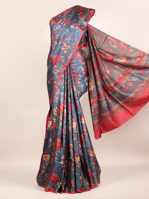

Pothys Blue Pure Silk Woven Design Tussar Saree