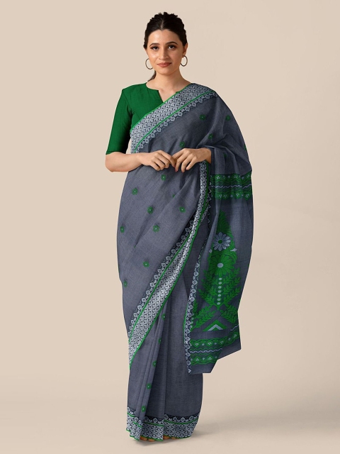 

Taneira Blue & Green Bengal Pure Cotton Printed Saree