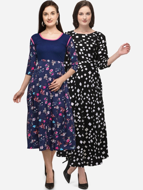 

SAADHVI Multicoloured Crepe Midi Dress, Multi