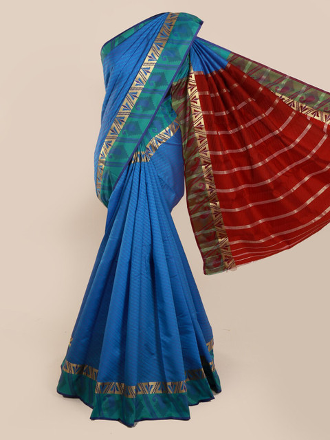 

Pothys Blue Printed Art Silk Saree