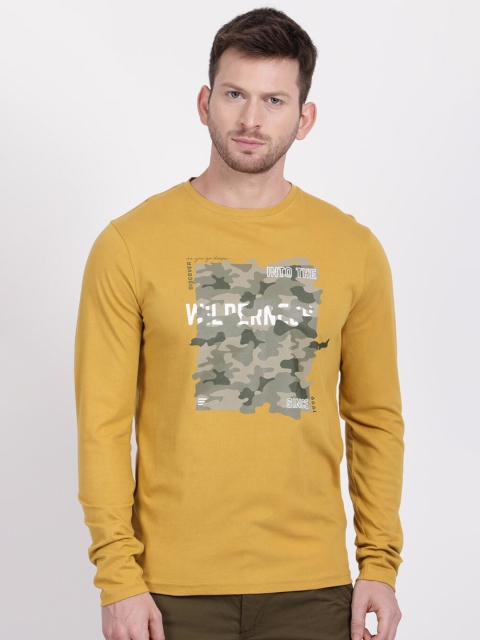

t-base Men Mustard Yellow Camouflage Printed T-shirt