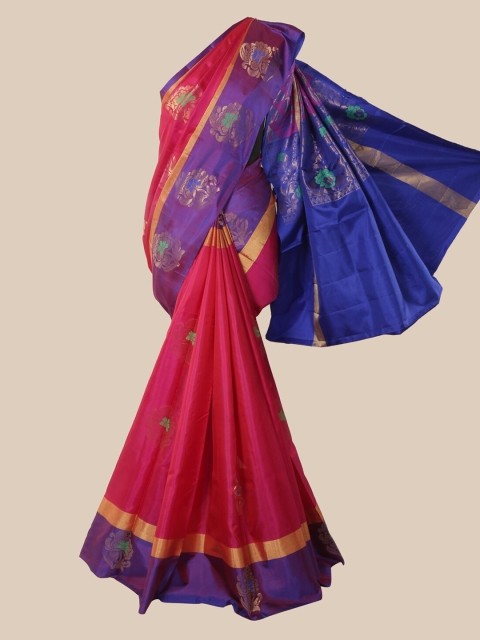 

Pothys Pink & Blue Pure Silk Woven Design Kanjeevaram Saree
