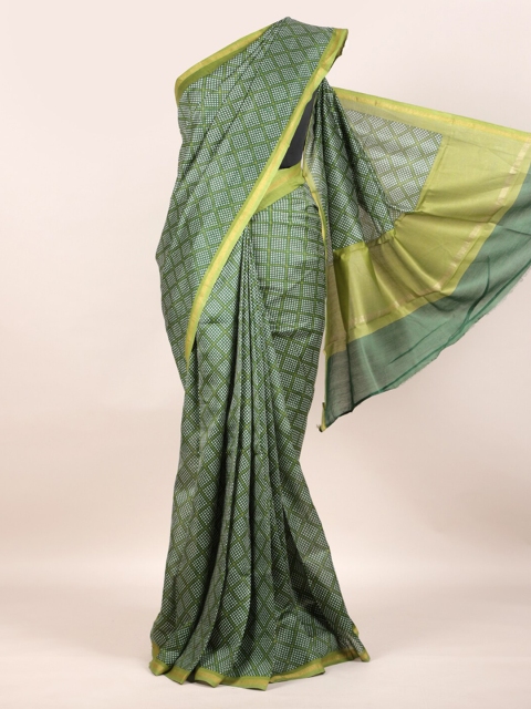 

Pothys Green Printed Chanderi Pure Cotton Saree