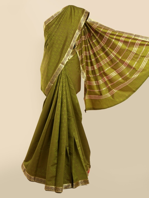 

Pothys Green & Gold-Toned Art Silk Woven Design Saree