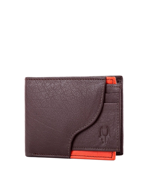 

WildHorn Men Brown Textured Leather RFID Protected Two Fold Wallet
