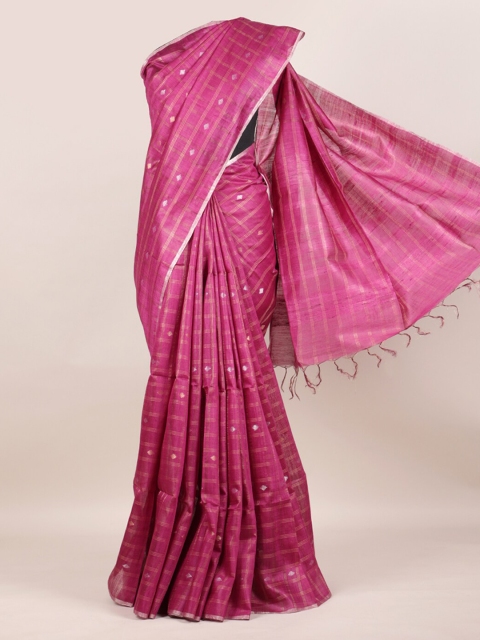 

Pothys Magenta Pure Silk Saree Tussar