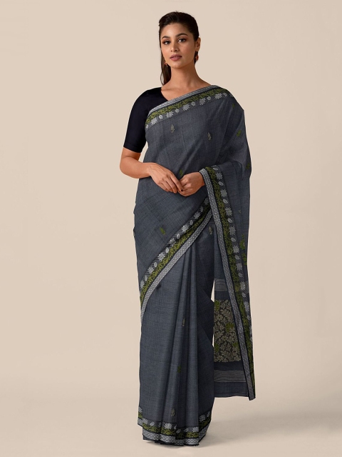 

Taneira Blue Woven Design Pure Cotton Bengal Saree