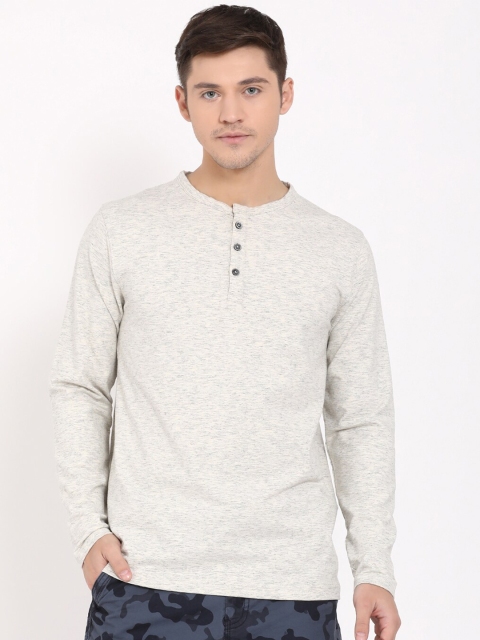 

t-base Men Beige Henley Neck T-shirt