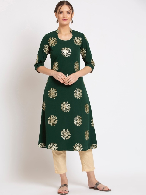 

ALC Creations Women Green Floral Printed Crepe Kurta