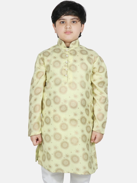 

SG YUVRAJ Boys Yellow Ethnic Motifs Printed Kurta