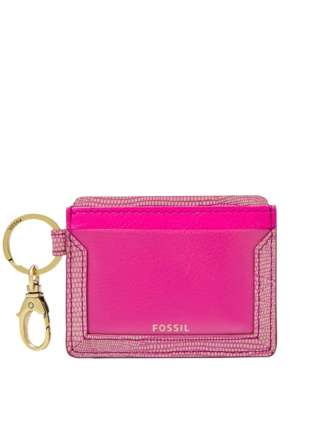 

Fossil Women Pink Solid Leather Card Holder