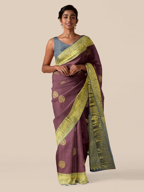

Taneira Violet Pure Silk Woven Design Kanjeevaram Saree