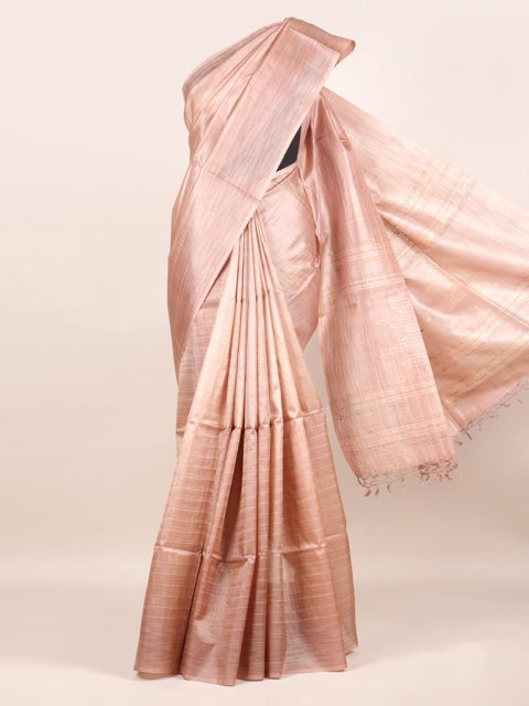 

Pothys Pink Pure Silk Woven Design Tussar Saree