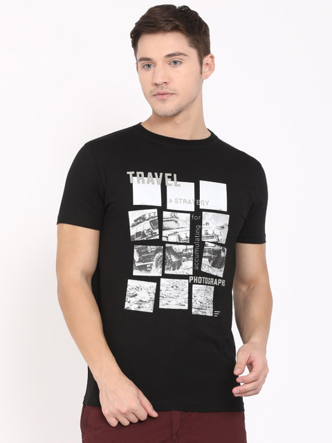 

t-base Men Black Printed T-shirt