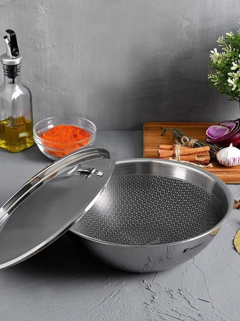

BERGNER Silver-Toned Stainless Steel Non-Stick Tasra With Stainless Steel Lid 3.6 L