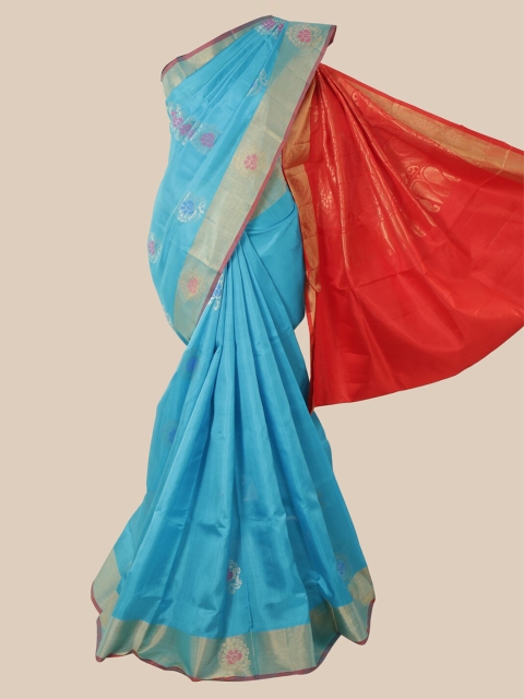 

Pothys Blue & Pink Pure Silk Woven Design Kanjeevaram Saree