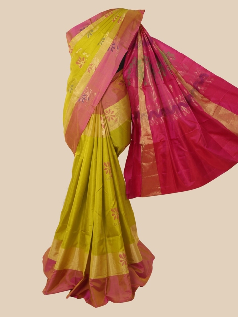 

Pothys Green Floral Zari Pure Silk Saree Kanjeevaram