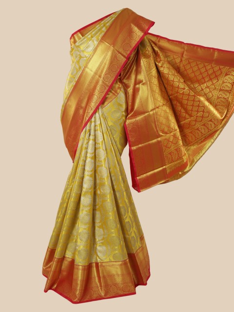 

Pothys Gold-Toned & Gold-Toned Pure Silk Woven Design Saree