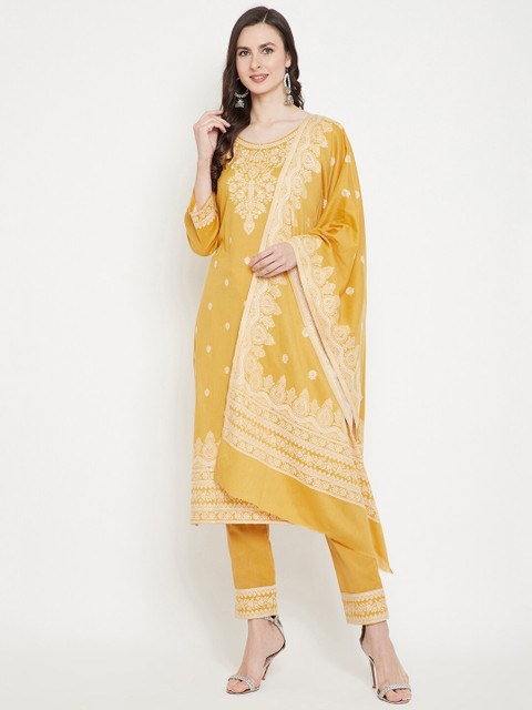 

Safaa Mustard & White Woven Design Pure Cotton Unstitched Dress Material