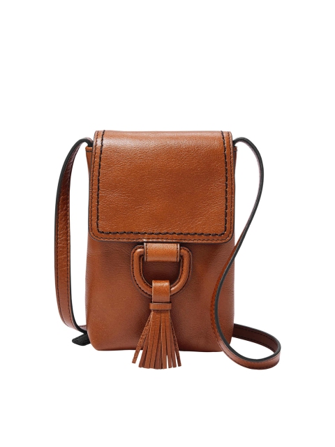 

Fossil Women Brown Solid Bobbie Leather Crossbody Bag