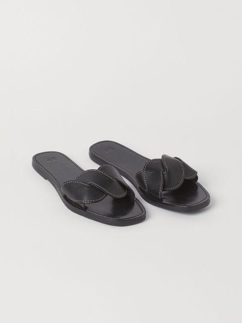 

H&M Women Black Solid Leather Flats