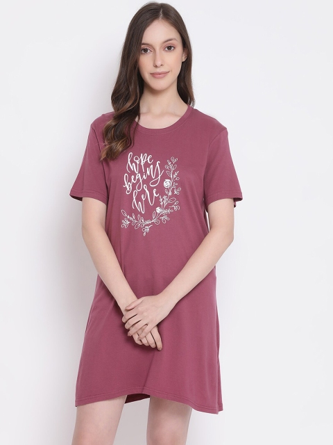 

Kanvin Purple Printed Nightdress