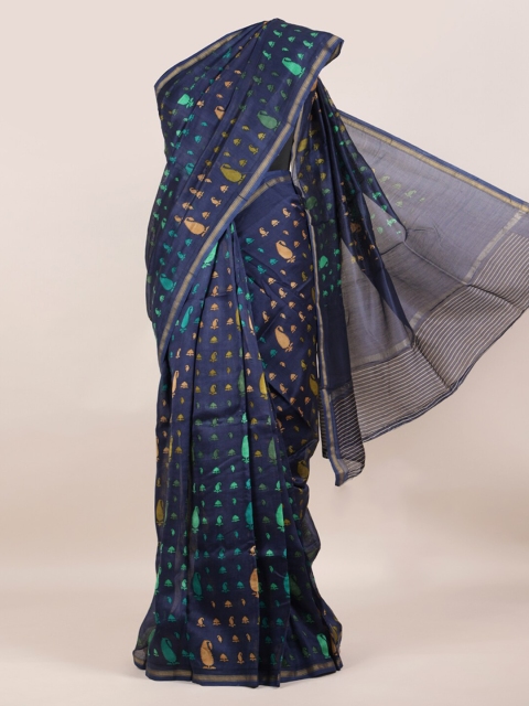 

Pothys Blue Pure Cotton Saree Chanderi