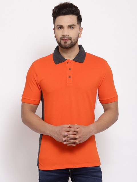 

Kalt Men Orange Solid Polo Collar T-shirt