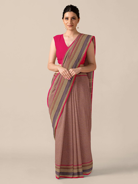 

Taneira Brown Pure Cotton Saree Chettinad